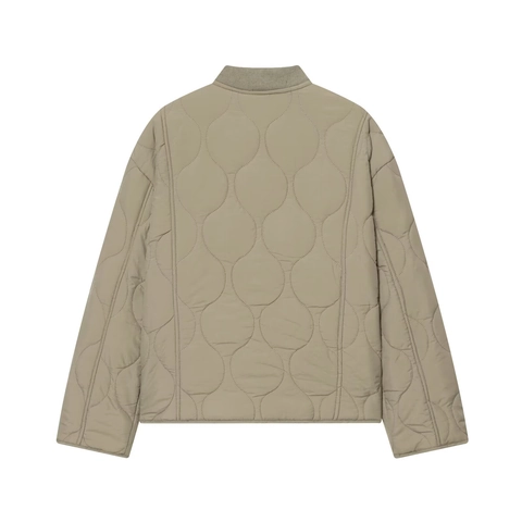 Chaqueta Acolchada Para Mujer Abrigo Ligero Con Patrón De Ondas Forro De Leopardo Cuello Redondo Con Botones Ropa De Abrigo Con Bolsillos