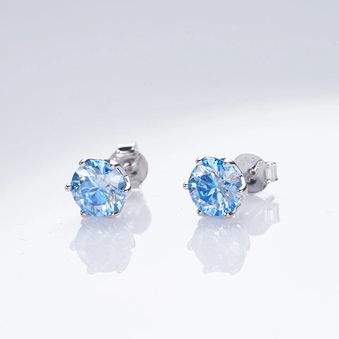 Moissanit Ohrstecker Mit 925 Sterlingsilber Ohrstecker-Stift Klassische Sechskrallenfassung Rundschliff Labordiamant Ohrringe Damen Schmuck