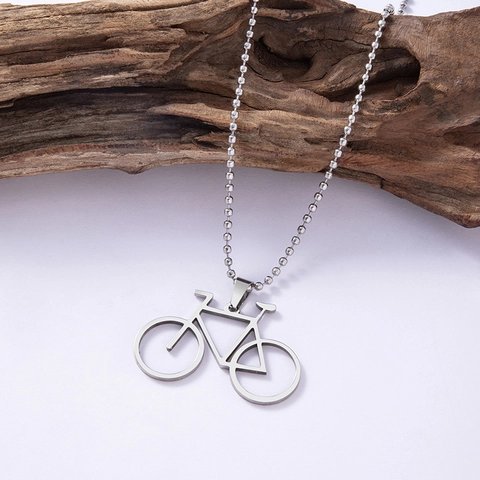 Berg Fahrrad Anhänger Halskette Edelstahl Kugelkette Sportlich Minimalistisch Schmuck Für Damen Herren