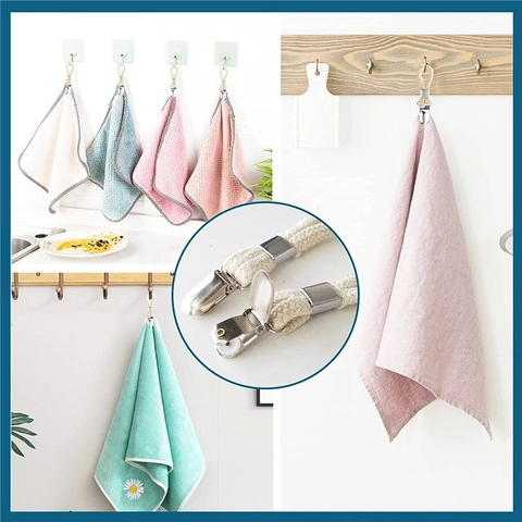 Mollette Per Asciugamani In Corda Di Cotone Intrecciata Con Supporti In Metallo Per Appendere Bagno Cucina Ganci