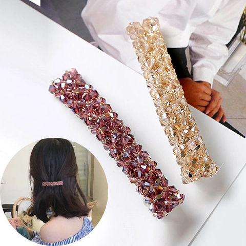 Molletta Per Capelli In Cristallo Artificiale Scintillante Strass Elegante Fermaglio A Molla In Lega Per Donne Ragazze