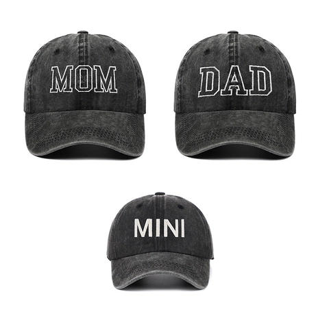 Cappelli Da Baseball In Cotone Lavato Ricamo Retro Vintage Lettere Mom Dad Mini Cappello Da Sole Sportivo Per La Famiglia