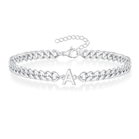 Roestvrijstalen Cubaanse Schakelarmband Met Hanger Voor Initiaalletters Mode Hip Hop Sieraden Voor Heren Dames