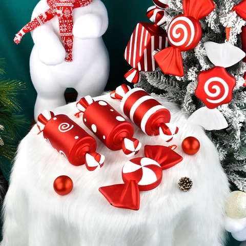 Grandi Decorazioni Da Appendere Caramelle Natalizie PVC Glitter Rosso Bianco Dipinto Spirale Albero Di Natale Festa