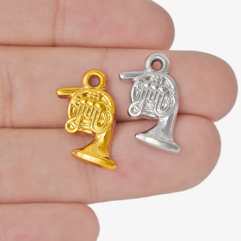 French Horn Pendant 304 Stainless Steel Musical Instrument Charm For DIY Necklace Jewelry Making Minimalist Accessory