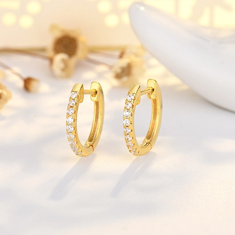 Boucles D'oreilles Huggie Hoop AAA Zircon Cuivre Avec Tige En Argent Bijoux Mode Minimaliste Femmes Élégant