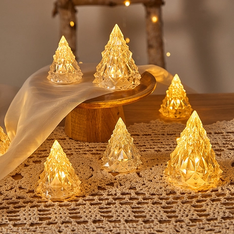 LED Elektronische Kerzen Flammenlose Nachtlichter Kristalltextur Batteriebetrieben Für Weihnachten Hochzeit Deko Lampe