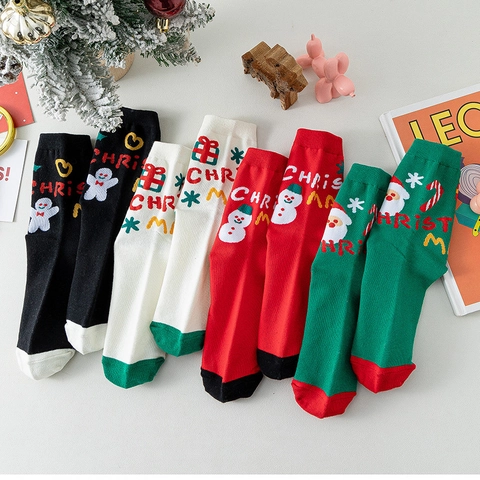 Calze Di Natale A Metà Polpaccio In Cotone Lavorato A Maglia Motivi A Cartoni Animati Festivo Inverno Caldo Novità Per Donne