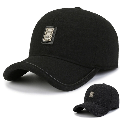 Gorra De Béisbol De Invierno Para Hombre Fieltro De Lana Cálido A Prueba De Viento Con Orejeras Ajustable Vintage