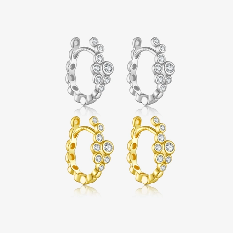 S925 Sterlingsilber Kleine Creolen Für Damen Geometrisch Rund Zirkonia Eingelegt Gold Silber Galvanisiert Mode Pendeln Schmuck