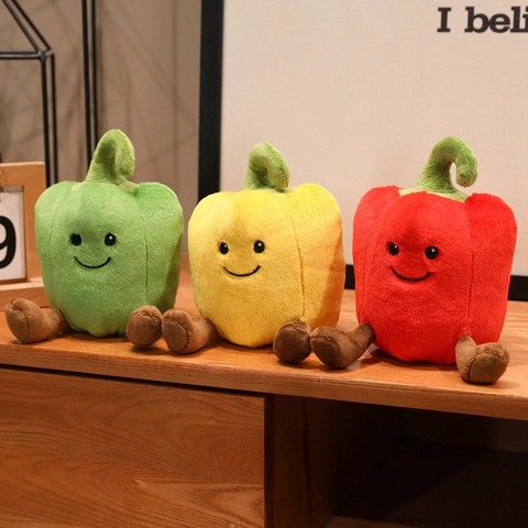 Süßes Paprika Plüschtier Weiches Stoffgemüse Chili Puppe Mit Lächelndem Gesicht Neuheit Cartoon Heimdekoration Geschenk