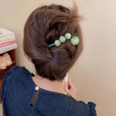 Retro Haarclip Mit Acrylperlen In Marmoroptik Und Strasssteinen Eleganter Harz Haarschmuck Für Frauen