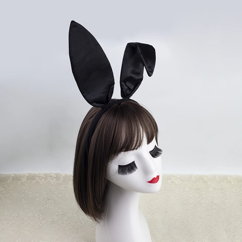 Konijnenoren Hoofdband Pluche Satijn Stof Kraag Manchetten Staart Accessoires Voor Halloween Pasen Party Cosplay Kostuum
