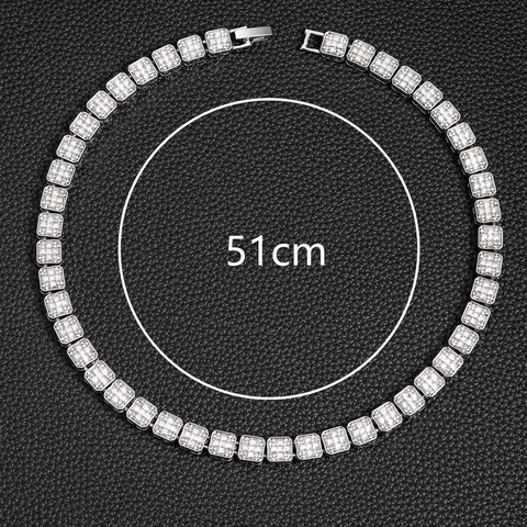 Alloy Strass Vierkante Schakelketting En Armband Hip Hop Tennisketting Volledige Zirkoon Geplaveid Sieraden Voor Heren Dames