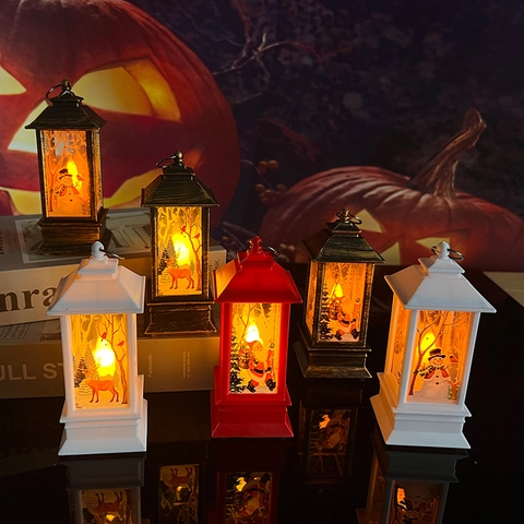 Lanterna LED Di Natale Luce Notturna Decorativa In Plastica Luce Calda Lampada Sospesa Retro Per Decorazione Scrivania