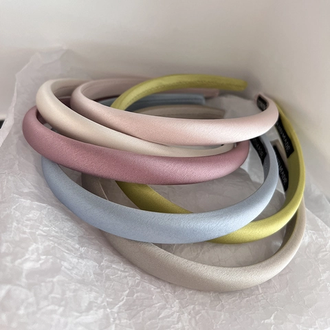Satin Padded Headband Thick Satin Texture Minimalist Solid Color Hair Band For Women Daily Casual Handmade