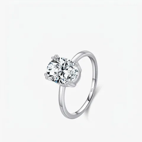 925 Sterling Silber Ring Oval Zirkonia 4-Krallen-Einstellung Minimalistischer Antrag Hochzeitsschmuck Für Frauen