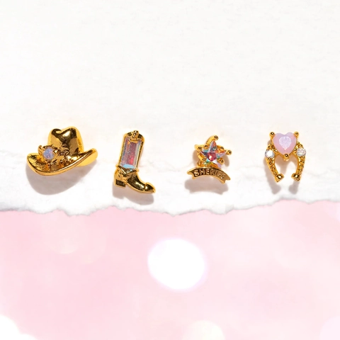 Orecchini Da Cowboy Occidentale Rame Zirconia Cappello Da Cowboy Stivali Stella Dello Sceriffo Cuore Ferro Di Cavallo Per Donne