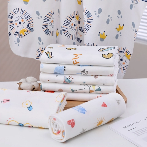 Newborn Baby Swaddle Blanket Pure Cotton Gauze Muslin Breathable Soft Cartoon Print Infant Receiving Wrap