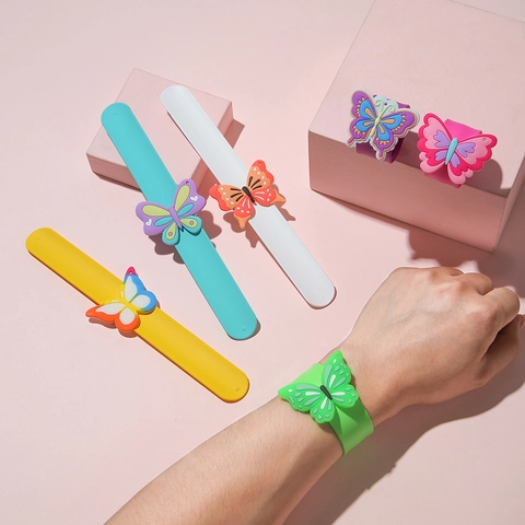 Bracelet Slap Papillon Dessin Animé Enfants Joli Insecte Silicone Bracelet Snap Fête Jouet Cadeau Bijou