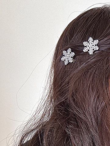 Pinzas Para El Cabello De Copo De Nieve Aleación Diamantes De Imitación Perla Artificial Sintética Horquillas Laterales Navidad Invierno