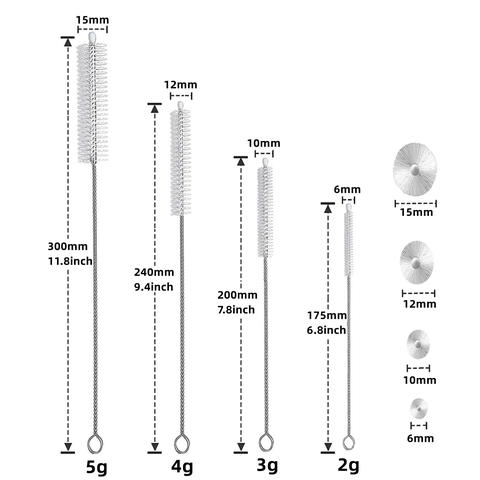 304 Stainless Steel Straw Cleaning Brushes Nylon Flexible Long Handle For Reusable Straws Bottles Pipes Nipple