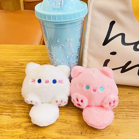 Simpatico Portachiavi a Forma di Gatto in Peluche Con Suono Squeak Bambola di Animali di Peluche Ciondolo per Zaino Regalo