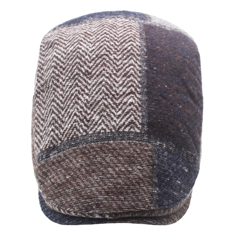 Vintage Newsboy Pet Wolmix Visgraat Britse Retro Flat Cap Voor Heren Verstelbaar Warm