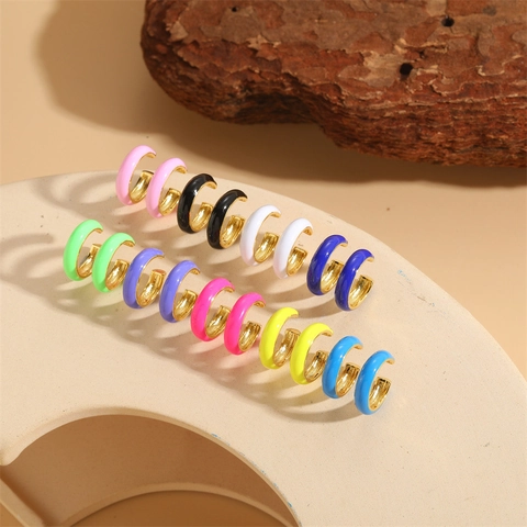 Ear Cuffs A Forma Di C In Smalto Colorato Gioielli Minimalisti In Rame Placcato Oro Senza Buco Per Donna Clip Per Orecchie