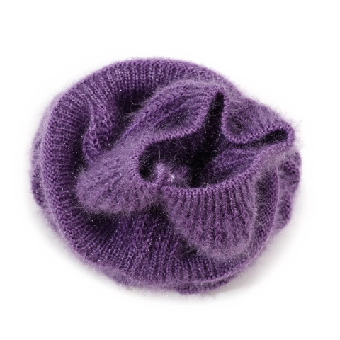 Women Winter Beanie Hat Fuzzy Knitted Mohair Warm Cute Cat Ears Cap With Rhinestone Clover Decor Outdoor