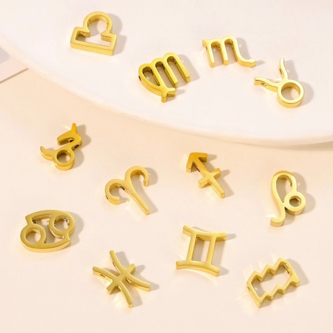 Zodiac Sternzeichen Symbole Anhänger Edelstahl DIY Schmuckherstellung Halskette Armband Zubehör