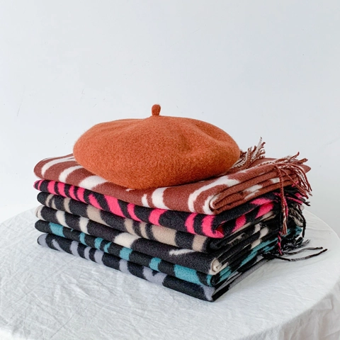 Zebra Print Scarf Faux Cashmere Warm Winter Shawl With Tassels Striped Animal Pattern Soft Elegant Wrap For Women