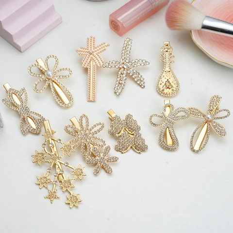 Fermagli Per Capelli Eleganti Lega Strass Perla Artificial Fiore Farfalla Stella Forma Moda Lucido Barrettes Laterali Per Donne Ragazze