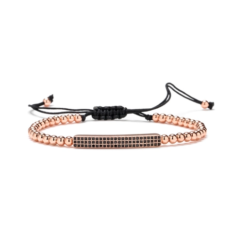 Western Style Kupfer Perlen Armband Für Damen Herren Verstellbares Geflochtenes Seil Armband Gold Silber Strass Schmuck