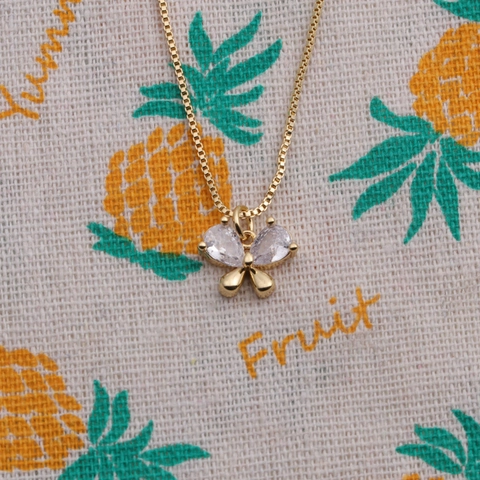 Collar Con Colgante De Mariposa Cobre Con Circonita Clara Cadena De Caja Joyería De Moda Simple Mujer Regalo Elegante