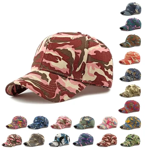 Camouflage Baseball Cap 100% Cotton Breathable Adjustable Curved Brim Outdoor Sport Sun Hat For Men Women