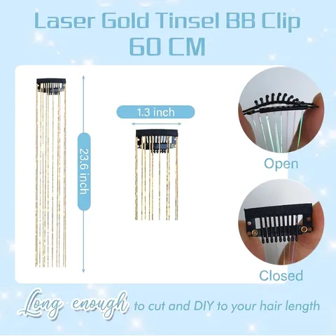 Estensioni Per Capelli Tinsel A Clip Resistente Al Calore Filo Di Fata Luccicante Con Clip BB Per Festa Festival