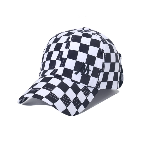 Checkerboard Baseball Cap With Aviator Sunglasses Polyester Streetwear Hip Hop Sun Protection Hat
