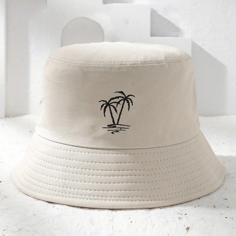 Cappello Da Pescatore Unisex Ricamato Palma Protezione Solare Estiva All Aperto Spiaggia Stile Y2K