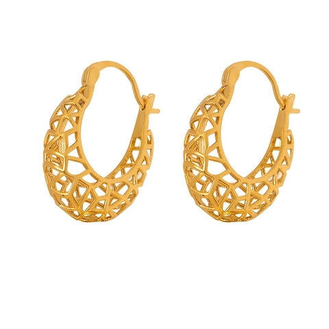 Hohle Geometrische Creolen Titanstahl Mesh C Form Nicht Verblassen Modischer Minimalistischer Schmuck Für Frauen
