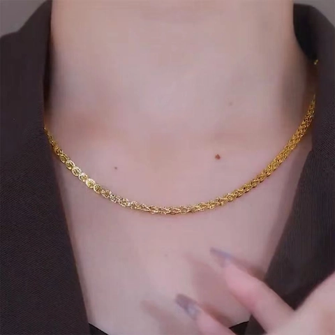 Niche-ontwerp 18K Verguld Titaniumstaal Feniksstaart Ketting Halsketting Elegante Gevlochten Tarwe Schakelketting Voor Dames