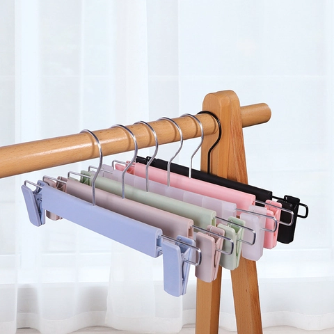 Perchas Ajustables Para Pantalones Con Clips Deslizantes Antideslizantes Plástico Mate Y Metal Organizador De Armario