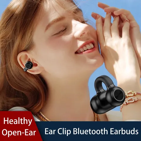Drahtlose Clip-On-Ohrhörer Open Ear Bluetooth 5.3 Kopfhörer Geräuschunterdrückung Ergonomisches Silikon Sport-Headset