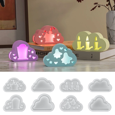 Wolk Siliconen Vorm DIY Hars Gieten Spookhuis Spook Hart Ster Patroon Handgemaakte Nachtlampje Decoratie Knutselgereedschap