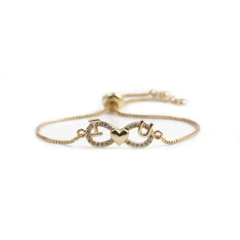 Infinity Heart Bracelet Copper Alloy White Zircon Adjustable Slider Romantic I Love U Charm Fashion Jewelry