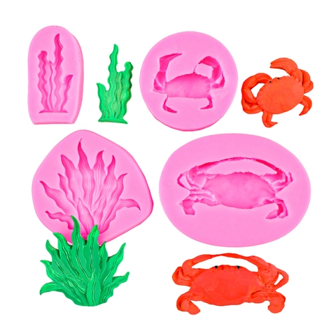 Oceaan Serie DIY Siliconen Vorm Krab Zeewier Vorm Fondant Chocolade Cakevorm Voor Handgemaakte Zeep Aroma Steen Ambacht Decor
