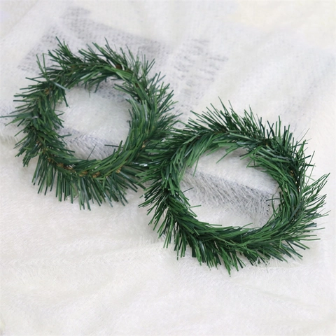 Couronne De Noël Artificielle En PVC Aiguille De Pin Anneau De Bougie Pour Décoration De Table De Fête Avec Noeud