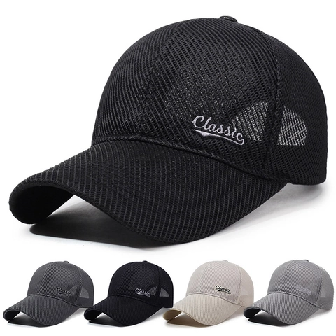 Mesh Baseball Cap Breathable Quick Dry Polyester Sun Hat Adjustable Outdoor Fishing Cap Classic Embroidery For Men Women