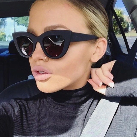 Vintage Cat Eye Sonnenbrille Oversized Mode Retro UV400 Schutz Kunststoffrahmen Brille Für Damen Herren