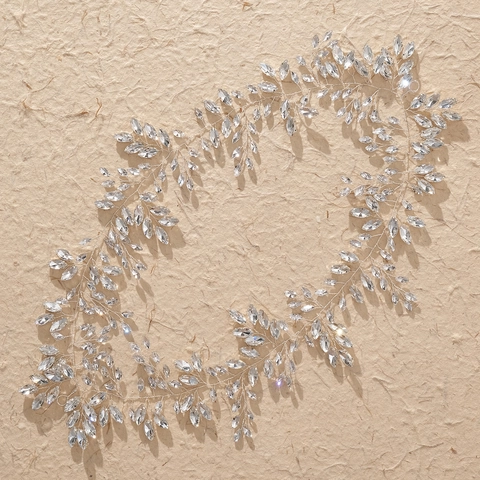 Handmade Luxury Bridal Hair Vine Rhinestone Artificial Pearl Leaf Wedding Headband For Women Banquet Party Hair Jewelry